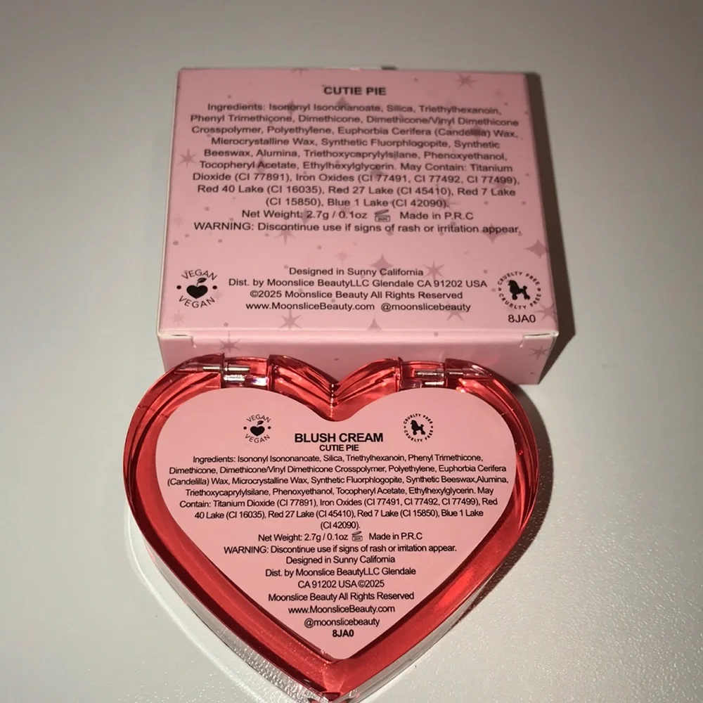 Moonslice Beauty Blush Cream in “Cutie Pie” (Coral Pink) new